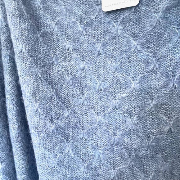 Free People Bali Samara One-Shoulder Sweater Celeste Alpaca Blend Tunic Blue - Picture 7 of 11